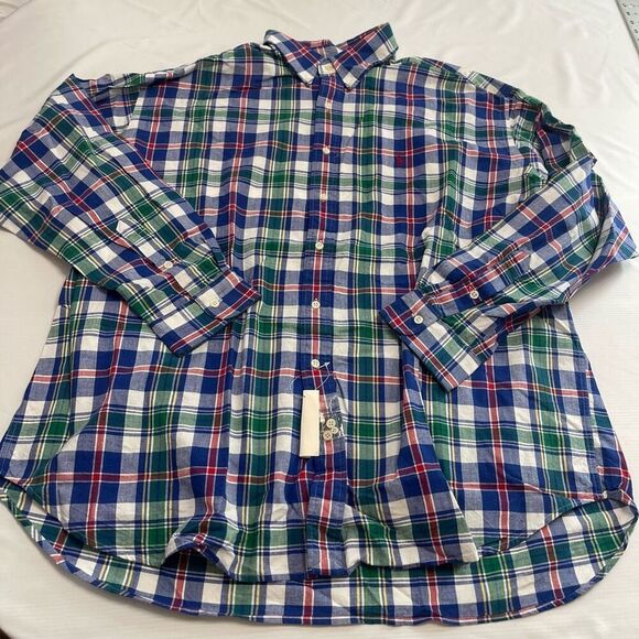 NWT Ralph Lauren Blaire VTG NOS 80s Plaid Button Down Shirt Size XXL New - Picture 1 of 8